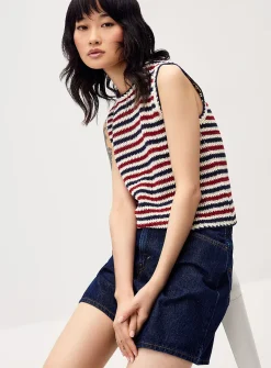 Striped crocheted cami