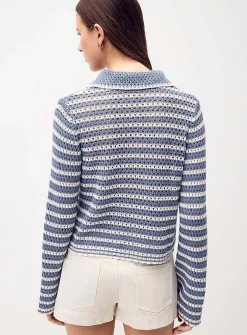 Striped crocheted cardigan