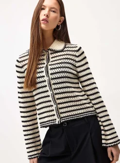 Striped crocheted cardigan