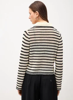 Striped crocheted cardigan