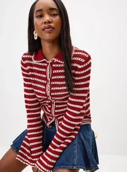 Striped crocheted cardigan