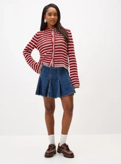 Striped crocheted cardigan