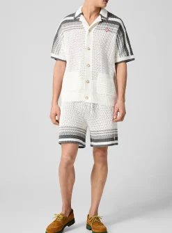 Striped crocheted knit short