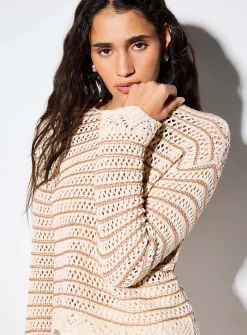 Striped crocheted sweater