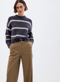 Striped cropped boxy-fit sweater