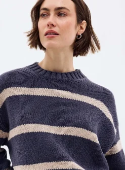 Striped cropped boxy-fit sweater