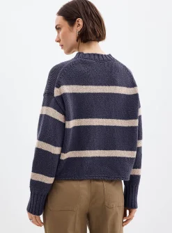 Striped cropped boxy-fit sweater
