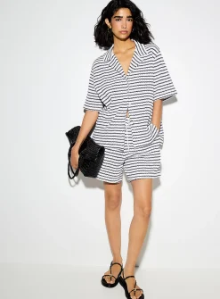Striped drawcord-waist knit short