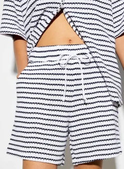 Striped drawcord-waist knit short