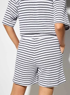 Striped drawcord-waist knit short