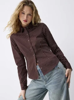 Striped fitted poplin shirt
