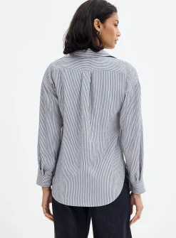 Striped flowy crinkled shirt
