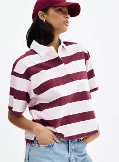 Striped heavyweight jersey boxy-fit polo shirt