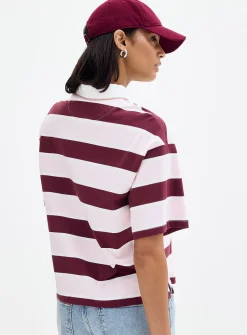 Striped heavyweight jersey boxy-fit polo shirt