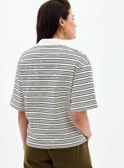 Striped heavyweight jersey boxy-fit polo shirt