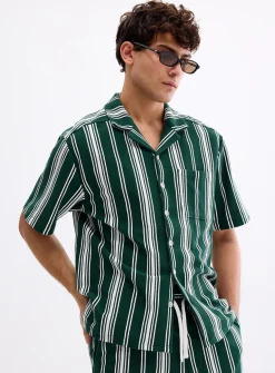 Striped knit camp shirt