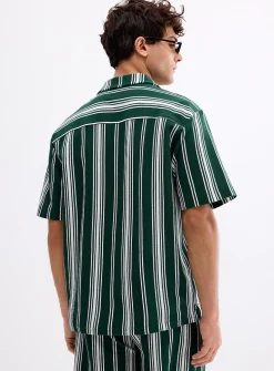 Striped knit camp shirt