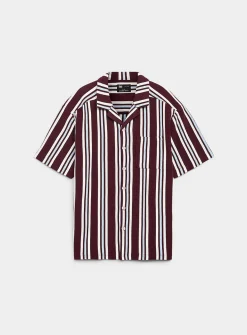 Striped knit camp shirt