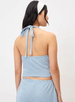Striped knit halter cami
