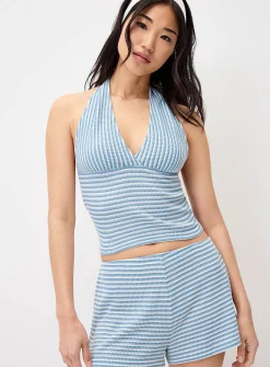 Striped knit mini short