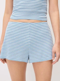 Striped knit mini short