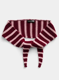 Striped knit narrow scarf