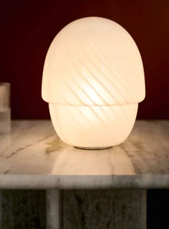 Striped large portable mushroom lamp