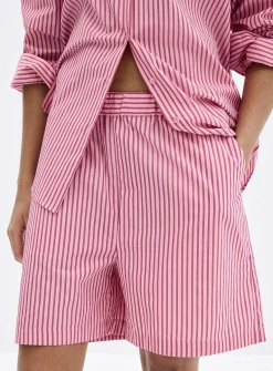 Striped lightweight poplin short