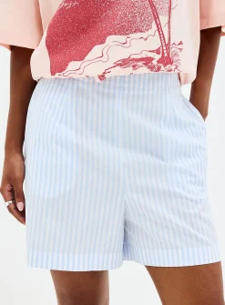 Striped lightweight poplin short