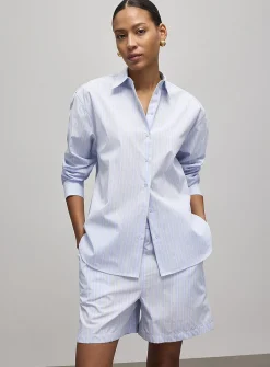 Striped lightweight poplin short