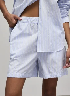 Striped lightweight poplin short