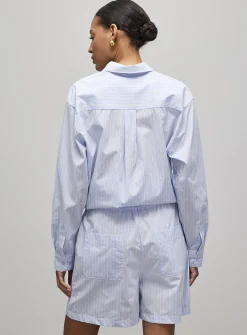 Striped lightweight poplin short