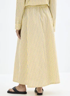 Striped lightweight poplin maxi skirt