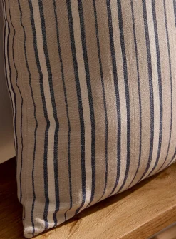 Striped linen-blend removable-cover cushion