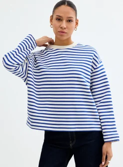 Striped loose boxy-fit sweatshirt