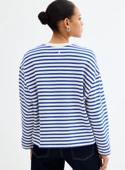 Striped loose boxy-fit sweatshirt