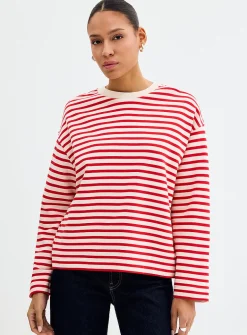 Striped loose boxy-fit sweatshirt