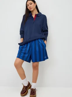 Striped mesh Bermuda short