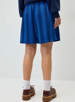 Striped mesh Bermuda short