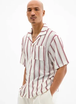 Striped openwork-knit shirt
