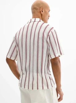 Striped openwork-knit shirt