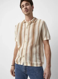 Striped pointelle knit shirt