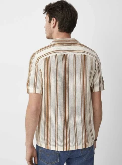 Striped pointelle knit shirt
