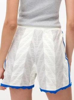 Striped pointelle knit short
