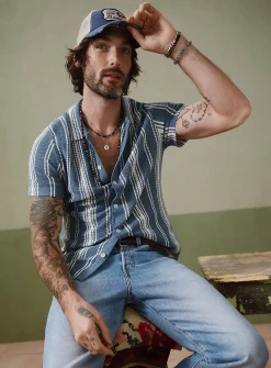 Striped pointelle knit shirt