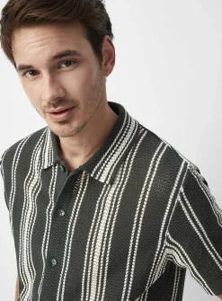 Striped pointelle knit shirt