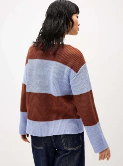 Striped polo collar sweater