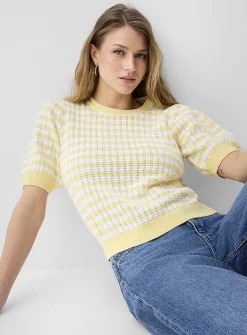 Striped popcorn knit sweater