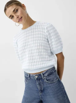 Striped popcorn knit sweater