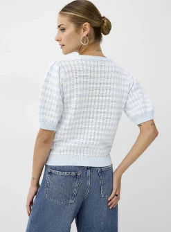 Striped popcorn knit sweater